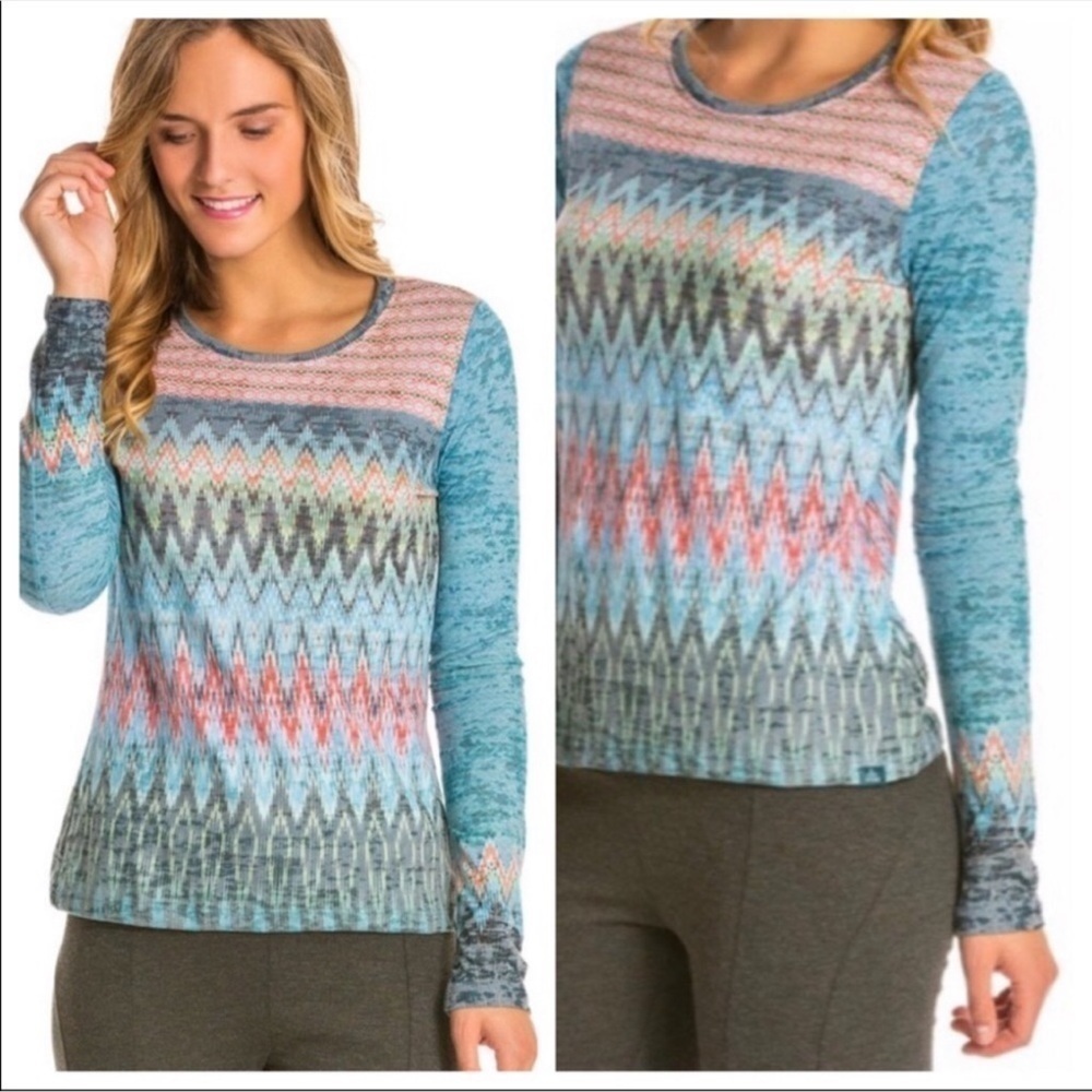 Prana Women’s Lottie Long Sleeve Aztec Western Activewear Yoga Shirt